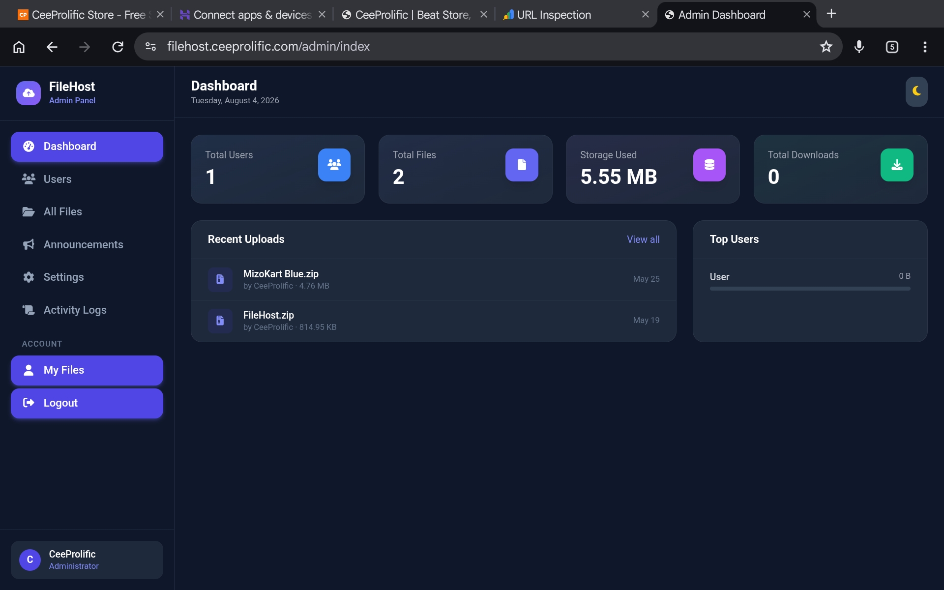FileHost — Modern File Hosting PHP Script