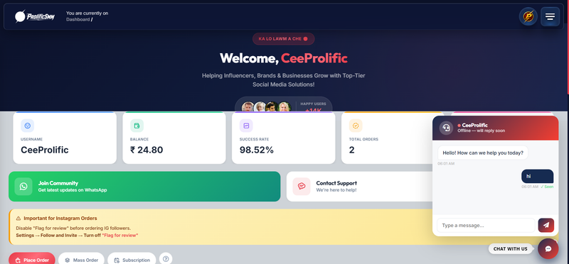 ProlificSMM V1 - Automated SMM Panel Script with Auto UPI, Paytm, Stripe & Multi-API Provider